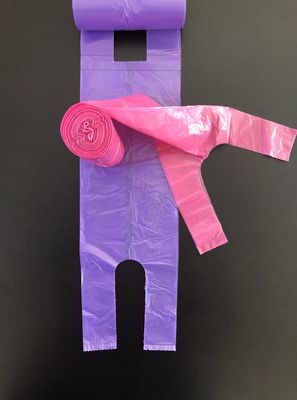 T-shirtowe torby na zakupy na rolce do użytku biurowego i domowego, różowe i fioletowe, kosz na śmieci