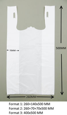 T Shirt na zakupy 13 mic.  1000 / etui, WHITE Color With Printing, materiał HDPE